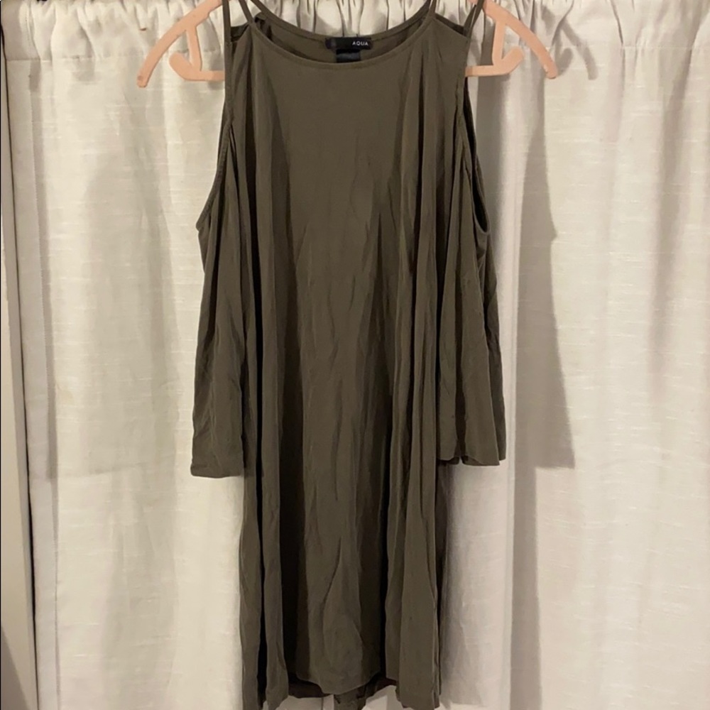 Khaki Dress with Shoulder Cut Outs
